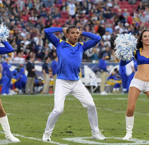 Here’s how two male cheerleaders, <b>Quinton Peron</b> and Napoleon Jinnies, are breaking the grass ceiling at the Los Angeles Rams and modeling workplace inclusivity for all football fans. . Quinton peron